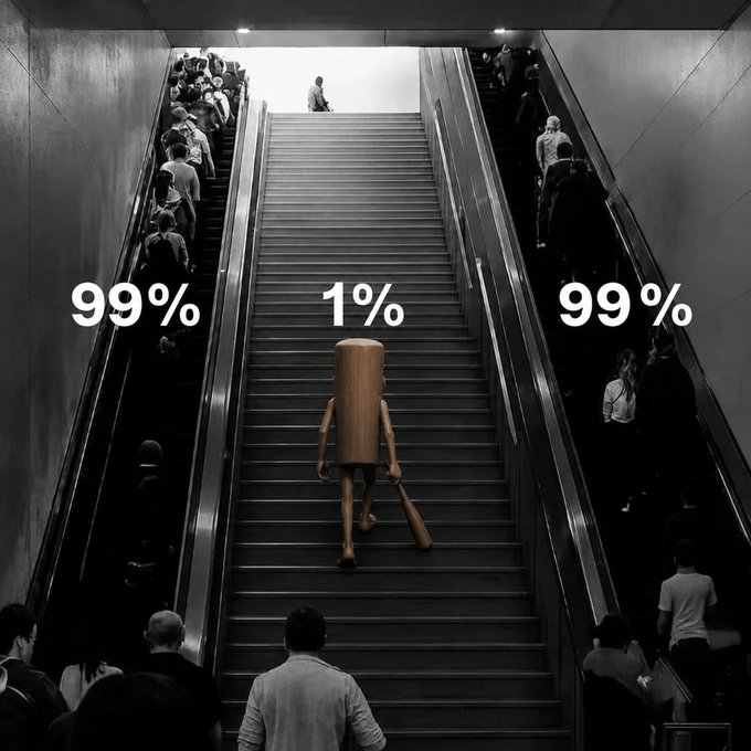 TripleT taking the stairs while the 99 percent ride the escalator